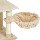 Cat scratching post with many cuddle and play options, 141cm high Beige