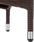 Poly rattan seating group, 6 chairs with seat cushions, 1 table with 2 glass plates