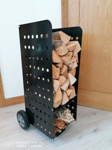 Firewood Trolley XL 100 kg 53x36x106cm with Rubber Wheels