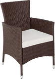 Polyrattan garden set, 2 chairs and small table with glass top