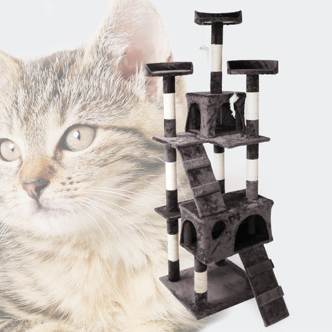 Cat Tree 170cm Grey Scratching Post Climbing Tree Activity Centre