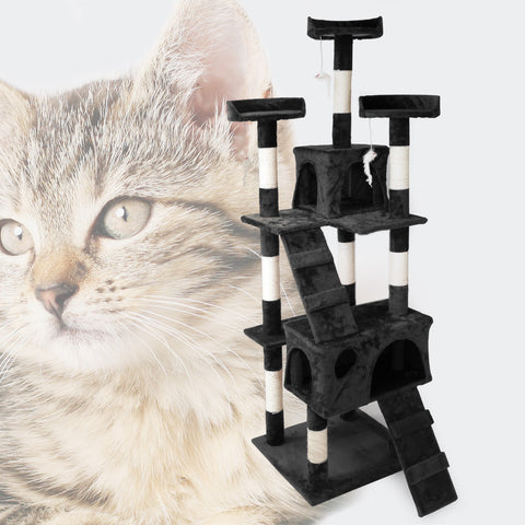 Cat Tree 170cm Black Scratching Post Climbing Tree Activity Centre