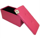 FOLDING PINK OTTOMAN STORAGE BOX
