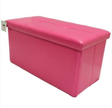 FOLDING PINK OTTOMAN STORAGE BOX