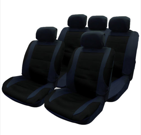 14 PCE BLACK CAR SEAT COVERS & STEERING WHEEL