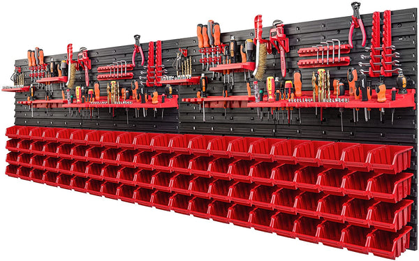 Stacking Boxes, 57 X 78 Cm, Wall Shelf, Tool Wall, Tool Holder, Storage System, Plastic Visual Storage Boxes, Wall Plates, Shelf, Expandable, Workshop Shelf, Workshop Wall (ITBNN600x2-U0111-MIX24