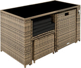 Rattan 5-Piece Garden Furniture Set with Dining Table, Armchair and Stools  3 Colours