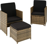 Rattan 5-Piece Garden Furniture Set with Dining Table, Armchair and Stools  3 Colours