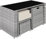 Rattan 5-Piece Garden Furniture Set with Dining Table, Armchair and Stools  3 Colours