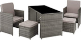 Rattan 5-Piece Garden Furniture Set with Dining Table, Armchair and Stools  3 Colours