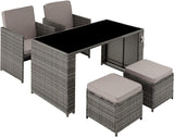 Rattan 5-Piece Garden Furniture Set with Dining Table, Armchair and Stools  3 Colours