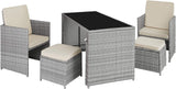 Rattan 5-Piece Garden Furniture Set with Dining Table, Armchair and Stools  3 Colours