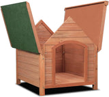 Solid Wood Dog House 82 x 72 x 85 cm Roof Hatch Apex Roof