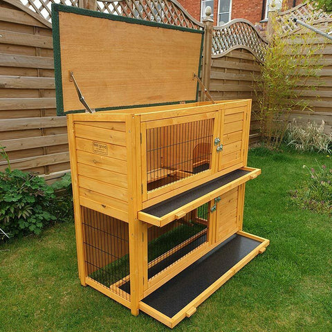 RABBIT HUTCH GUINEA PIG HUTCHES RUN RUNS LARGE 2 TIER DOUBLE DECKER FERRET CAGE