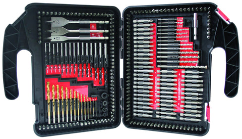253pc Assorted Drill & Bit Set Twist Wood Masonry Collet Hex Steel Titanium