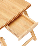 Laptop Table Bamboo Height Adjustable Drawer Ventilation Holes 55 x 35 x 20 - 28 cm for Bed Couch Sofa Breakfast