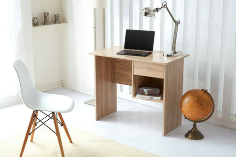 Office Computer Desk with 1 Drawer and 1 Open Shelf Oak