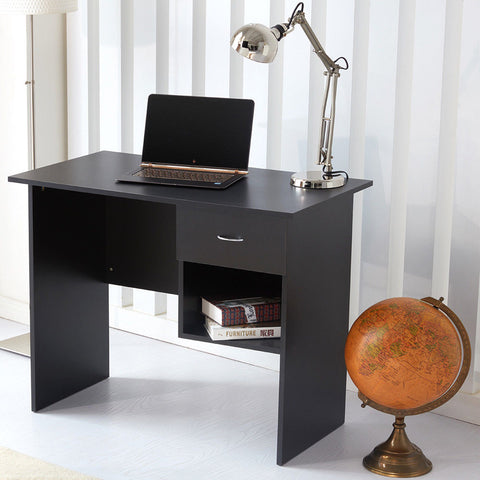 Office Computer Desk with 1 Drawer and 1 Open Shelf Black