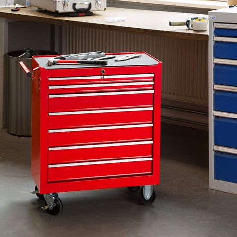 Tool cabinet cart workshop trolley on wheels 7 drawer with ball bearing slides