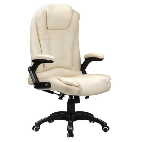 Executive Office / Gaming Chair Luxury Leather Reclining Cream