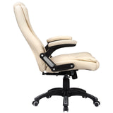 Executive Office / Gaming Chair Luxury Leather Reclining Cream