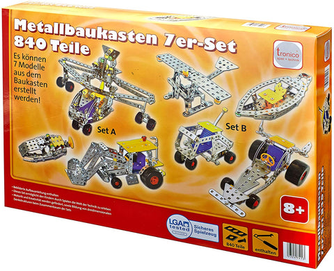 Tronico Metal Construction Kit  7-in-1 Metallbaukasten 840 Piece