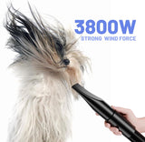 Dog Hair Dryer Blower Very Quiet 5.2 HP / 3800 W Motor Adjustable Speed, Dog Grooming Dryer Blower with 4 Different Nozzles Elastic Hose