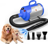 Dog Hair Dryer Blower Very Quiet 5.2 HP / 3800 W Motor Adjustable Speed, Dog Grooming Dryer Blower with 4 Different Nozzles Elastic Hose