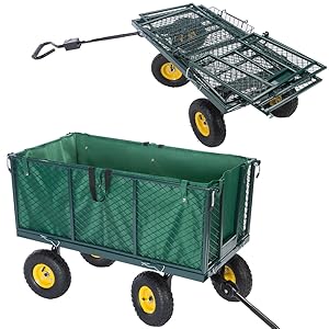 Handcart, removable tarpaulin, load capacity 544 kg - hand trolley, garden trolley