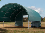 6x6m pasture tent, PVC tarpaulin, dark green, concrete or soil fixing