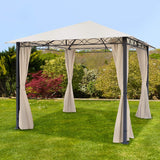 3x3m soft top garden gazebo, including 4 side panels, champagne coloured