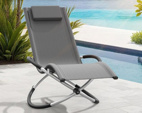 Outdoor Rocking Chair Weatherproof, Recliner Lounger, Maximum Load 150 kg Black Beige Grey