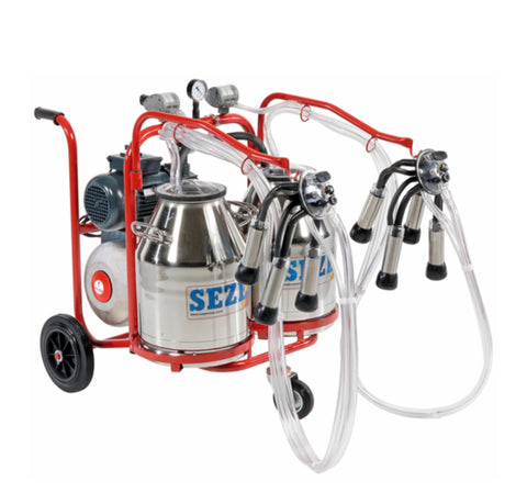 Sezer Portable Pls2 Milking Machine - Dual cluster Dual bucket for Cows