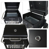 BBQ Charcoal Trolley, Side Shelf, Grill Thermometer, Height Adjustment