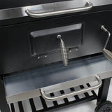 BBQ Charcoal Trolley, Side Shelf, Grill Thermometer, Height Adjustment