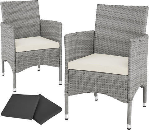 Set of 2 Rattan Garden Chairs with Cushions and 2 Cover Sets