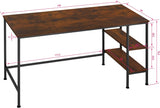 Desk with 2 Shelves, Computer Desk Made of Wood and Metal 140 x 60 x 76.5 cm