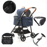 2in1 Dog Buggy Foldable Dog Pram Blue