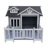 Luxury XL kennel dog house wood balcony terrace