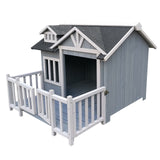 Luxury XL kennel dog house wood balcony terrace