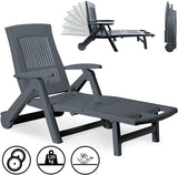 Foldable Garden Lounger Wheeled Lounger Deck Chair Anthracite