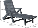 Foldable Garden Lounger Wheeled Lounger Deck Chair Anthracite