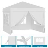 Gazebo Pavilion Party Tent White 3x3m with Removable Side Panels Waterproof Marquee Canopy