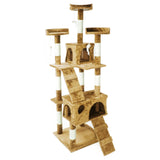 Scratching post in beige 170cm with cat houses, ladders & platforms