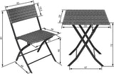 Garden Furniture Set 3 PCs, 2 Chairs 1 Table, Collapsible