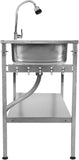 Foldable Stainless Steel Camping Sink with Flexible Tap Freestanding Sink for Outdoor Right Draining Board