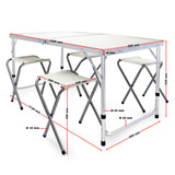Portable Outdoor Folding Aluminium Table Set with 4 Foldable Chairs