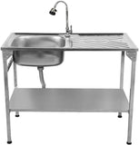 Foldable Stainless Steel Camping Sink with Flexible Tap Freestanding Sink for Outdoor Right Draining Board