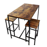 Vintage look bar table 120×60×90cm with 2 bar stools solid metal frame