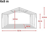 6x8m tent hall, PVC tarpaulin, gray for concrete base